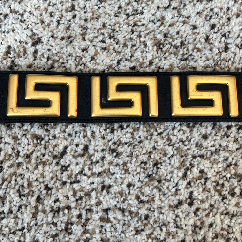 Another Line Inc Genuine leather black belt with gold hardware design 32” - Picture 4 of 4
